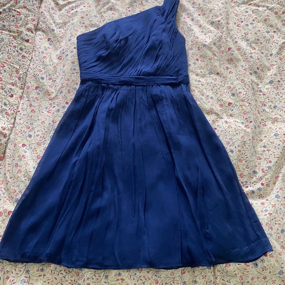 SOLD J Crew one shoulder navy dress 0 EUC - Picture 2 of 3